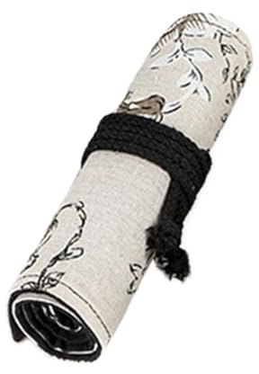 ZJPJMXNN Canvas penna rulle wrap 2 st 12/24/36/48/72 hål kanvas rulle penna gardin pennväska handupprullad pennväska för skolan, En färg, 24 holes