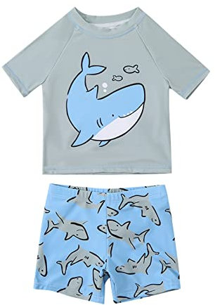 Jungen Rash Vest & Short UV Schützend Schwimmanzug Kurzarm Badeshirt