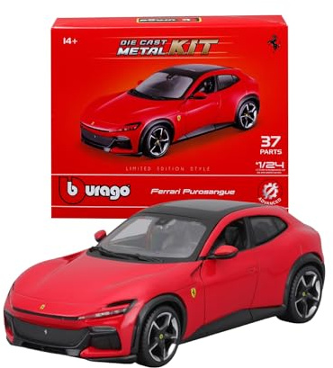 Bburago - Model Kit Ferrari Purosangue, Bilbyggsats Skala 1:24, Detaljerad Replika att Montera med 37 Delar, Officiell Ferrari-Licens, Rekommenderad Ålder 14+ År