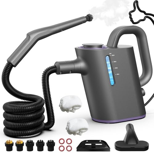 AbleMark Vaporeta Limpieza Hogar 550ML Depósito de Gran Capacidad, 15S Calentamiento Rápido Vaporeta de Mano Portátil 16 Accesorios, 1500W Alta Presión apto Muebles, Coches, Ventanas, Baños