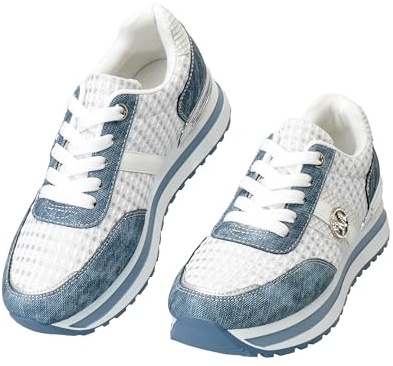 JOMIX Zapatillas Mujer Plataforma Deportivas Cuña Cómodas Ligeras Transpirables Casual Caminar Malla Trabajo WSC260172, Azul, 38 EU