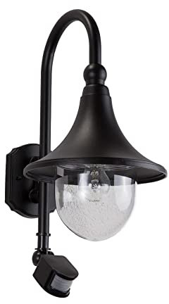 Lindby Wandleuchte außen Daphne mit Bewegungsmelder (spritzwassergeschützt (Modern) in Schwarz aus Aluminium (1 flammig, E27) - Wandlampe für Außenwand/Hauswand Haus Terrasse und Balkon