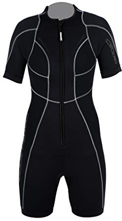 BODY GLOVE Combinaison de plongée shorty en néoprène avec fermeture éclair avant 4 mm pour femme Noir (LT)