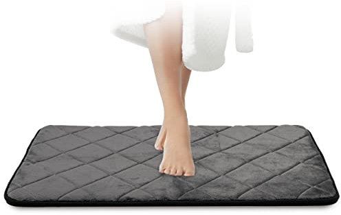 JAWAonline Badezimmerteppich Dunkelgrau - Pflegeleichte Badematte Memoryschaum - Extrem Saugfähiger Badteppich - Badvorleger rutschfest - Waschbarer Bad Teppich Badezimmer - Duschvorleger 50x80cm
