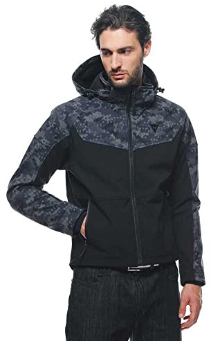 Dainese - Ignite Tex Jacket, Chaqueta Moto Hombre, Protectores de Hombros y Codos, Cazadora Moto con Forro Polar Impermeable y Transpirable, Detalles Reflectantes, Negro/Gris Camo