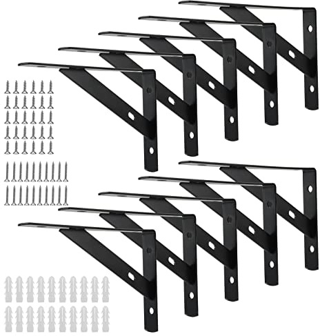 JAPCHET 10 PCS 6 Inch Shelf Support Bracket, 15cm Triangle Shelf Support Bracket with Screws, Shelf Bracket for Bookshelf, Cupboard