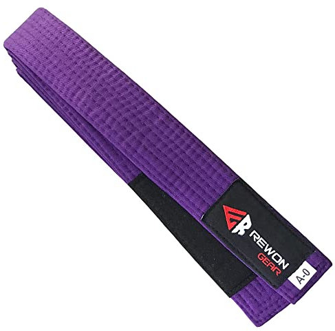 Rewon Gear Jiu Jitsu BJJ Premium-Gürtel – Profi-Gürtel mit Ärmelsteg für Ranglistenstreifen, langlebig (Lila, A0)