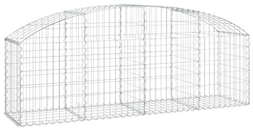 Makastle Parterre surélevé en Gabion arqué, jardinière en Cage à Pierre, Lit Surélevé à Gabion, Parterre de Fleurs Jardin Terrasse Extérieur Jardinière Panier à Pierres, 200x50x60/80 cm Fer galvanisé