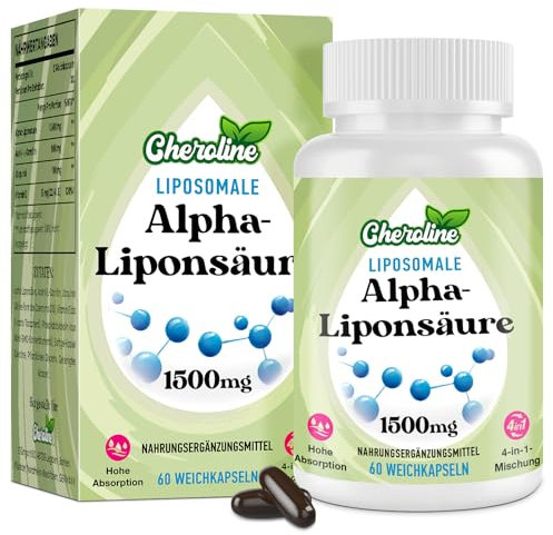 Liposomale Alpha-Liponsäure Weichkapseln 1500mg pro Portion, mit Acetyl-L-Carnitin 900mg, Ubiquinol 100mg und Vitamin E 15mg, 4-in-1-Formel (60 stück (1er Pack))