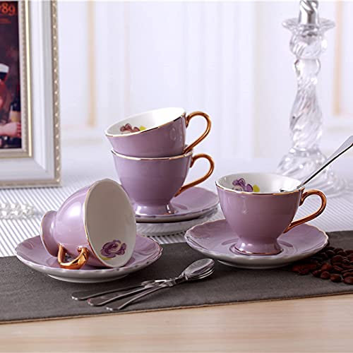 Court Style Porslin Kaffekoppar Set Tekopp Och Fat Set Vitt Te Kaffemuggar 100 Ml Cappuccinokoppar För Hemmakontor