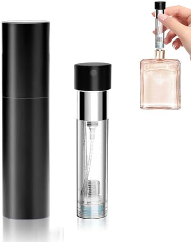 FYY Travel Perfume Atomiser Refillable - 5ml Mini Refillable Perfume Spray Bottle, Leaking Proof, Bottom Pump without Funnel Luxurious Perfume Bottle Black
