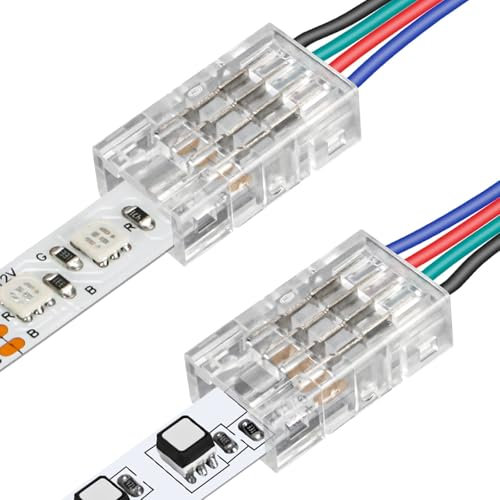Aroidful 25PCS 4 Pin 8MM SMD LED Strip Light Connectors Gapless Solderless Connectors Strip to Wire Suitable for SMD LED Strip Lights 0-36V 5.5A [Energy Class A]