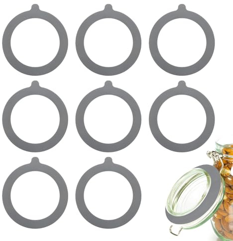 QUARKZMAN 9 stycken silikontätning för glasglas, 3,7 tum OD silikontätningsringar lufttäta läckagesäkra glasförseglingsringar för glasglaslock, grå