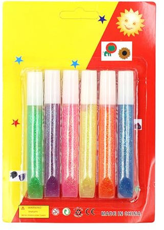 Pinturas de pegamento con purpurina para manualidades, 6 unidades, lavable, de precisión, pegamento de color seguro, para proyectos de arte, álbumes de recortes, tarjetas, familia