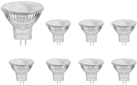 liuchanghe MR11 GU4 Halogenlampen Reflektor Leuchtmittel 20W 12V, Warmweiß 2700K, Dimmbar, für Landschaftsbeleuchtung, Einbauleuchten, Schrankbeleuchtung, 8 Stück