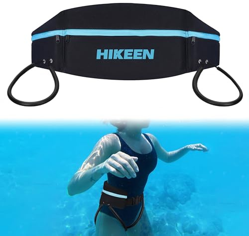 BOOSTEADY Water Aerobic Resistance Belt for Adults | Pool Fitness & Training Tool with Fixing Straps and Zipped Pocket | for Pool Exercises and Workouts -Black