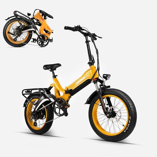 Zylvro NX - Bicicleta eléctrica plegable de 48 V, 13 Ah, batería extraíble, autonomía de 45 – 100 km E-Bike, rueda ancha de 7 velocidades (NX (amarillo)
