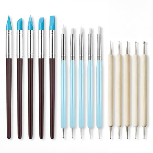 10 pinceles de silicona para pintar y 5 pinceles de modelado con mango de madera, pincel de silicona, pincel de goma para arte de uñas, pintura acrílica, herramienta de modelado, accesorios