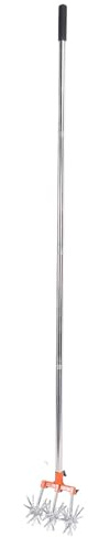 Masyrt Coltivatore centrifugo manuale leggero in acciaio inox, manico regolabile, impugnatura ergonomica in gomma, 3 ruote rotanti, fresa manuale da giardino, facile da montare, per prato con miscela