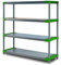 MODO24 Jupiter-4 Plastikregal, Kunststoffregal mit 4 Fachböden, freistehend, Wetterfest, Steckregal, Werkstattregal, Kellerregal, Lagerregal für Garage, Abmessungen 138x150x42 cm, Farbe: Grau-Grün