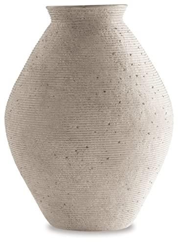 Signature Design by Ashley Hannela 17 Modern Distressed Polyresin Vase, Antique Tan