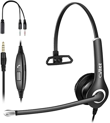 3.5mm Mobile Phone Headset with Microphone Noise Cancelling, Laptop Headphone for PC Computer iPhone Samsung Smartphones, Business Office Call Center Zoom Online Courses, Super Light, Clear Calls