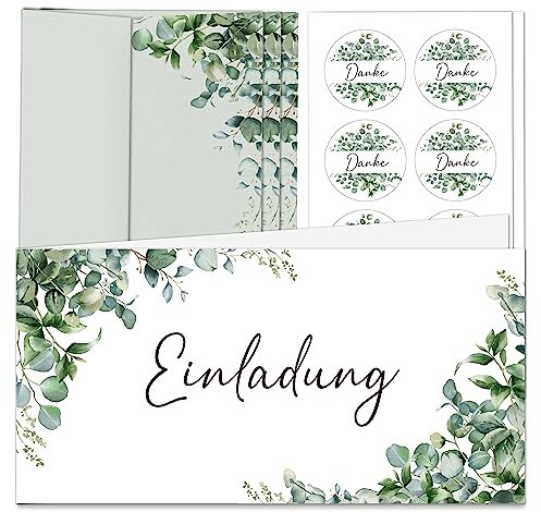 BIROYAL 15 Einladungskarten inkl. 15 Umschläge & 16 Stück Stickers, für Hochzeit, Standesamt, Geburtstag, Konfirmation, Kommunion, Jugendweihe, Taufe | Einladungen Karte