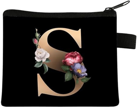FAVORTALK Small Purses for Women - Mini Coin Bags with Zipper, Initial Coin Pocket, Portable Credit Card Earphone Lipstick Pouch - Black - 13621