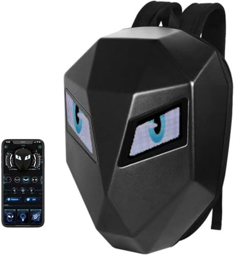 LED-Motorrad-Rucksack, wasserdichte Helmtasche mit Programmierbarem Bildschirm, Hohe Kapazität, 3D-Ritter-Reitrucksack, Hartschale für Herren, Motorrad-Zubehör, Reiserucksack