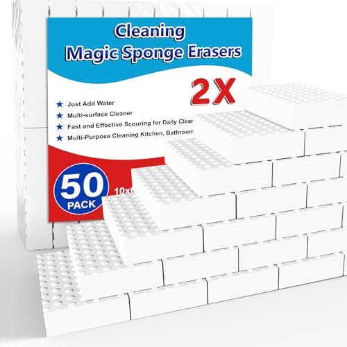 SmilinFit Magic Sponge Erasers, 50 Pack 2X Density Stronger Melamine Sponge