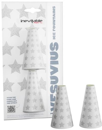 1 Pack of 2 x 3 Mini Vesuvius Indoor Ice Fountains | Cone Shaped Sparkling Ice Fountains | Up to 3m High Display (1)