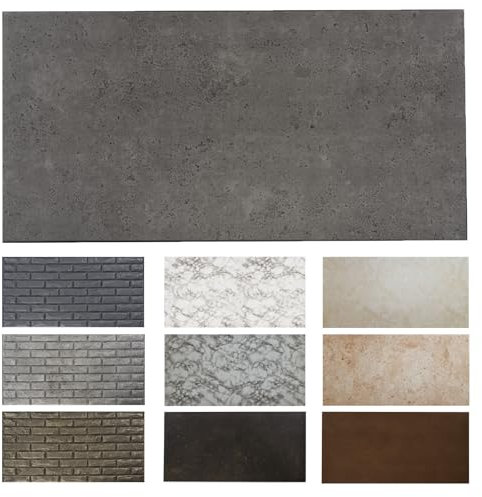 MDEKOR Wandpaneele Beton 50x100 cm | XPS 3D Wandverkleidung in Betonoptik | 16 Stück = 8 m² Gray Dark | Paneele 4,5 mm dick | Dekorative Platten aus Porystyrol für Innenräume