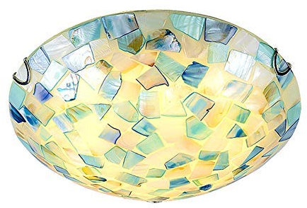 Lamp Plafoniera Vintage in Vetro Colorato,Plafoniera Moderna a LED con Montaggio a Incasso Paralume Tradizionale a Scodella Plafoniera in Stile Mediterraneo per Camera da Letto Ristorante-Luce Bianca
