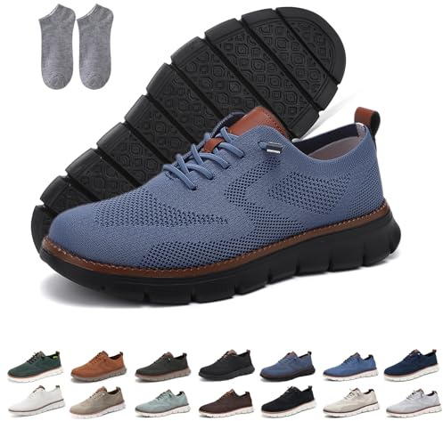 Breeze Zapatos Hombre, 2025 New Urban-Ultracómodo Ortopédicas zapatillas, Informales Vestir Ligeras Transpirables Malla Sin Cordones Punto Caminar Wearbreeze Zapatos con Soporte Arco(azul,44 EU)