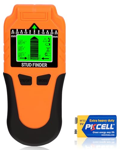 Scanner da parete 6 in 1 – Trova barre multifunzione con display LCD e segnale acustico, Rilevatore da parete preciso per legno, metalli ferrosi, metalli non ferrosi, cavi di alimentazione e tubi