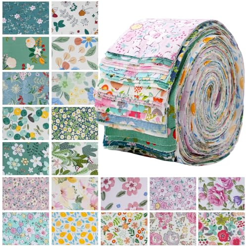 Letcart 40 Pezzi Tessuto Cotone Stoffa, 100 Cm X 6,5 Cm Tessuti Stoffe Patchwork, Tessuti Rotolo Di Cotone Floreale Multicolore Per Artigianato Diy, Trapuntatura, Cucito, Scrapbooking (Stile 5)