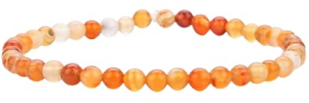 Handmade 4mm Tiny Beads Bracelet – Natural Healing Stone Beads for Yoga, Mala, and Bohemian Stacking – Stretch Bracelet for Men and Women (Carnelian, 1)