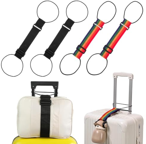 JINTANG 4pcs luggage straps for suitcases,adjustable Portable travel straps | luggage connector straps,Carry On Travel Essential Accessories for Securing Bags (Black+Colorful)