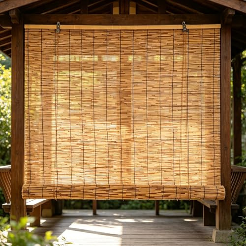 Tenda in bambù Naturale per Esterno e Interni Intrecciata a Mano 60x200cm Tapparella Avvolgibile Con Sollevatore,Tenda Oscurante per Porta Finestra Persiana in canna Protezione solare