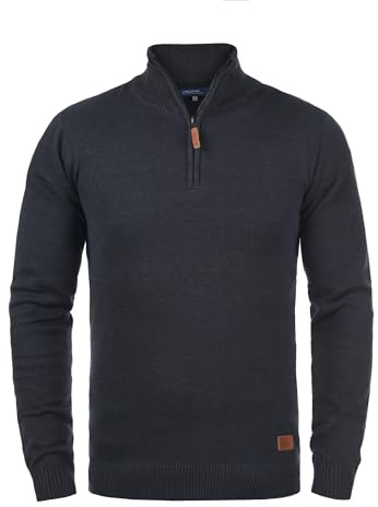 BLEND Robin Maglione Pullover Troyer da Uomo con Collo Alto Stampa, Taglia:S, Colore:Navy (70230)
