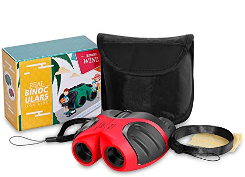JRD&BS WINL 8X21 Compact RÉSistant Aux Chocs Jumelles Pour Enfants,3-12 Ans Fille Regardant Des Animaux Sauvages Ou La RandonnÉE Des Jouets Pour Enfants(Rouge)
