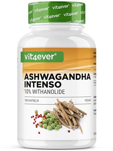 Ashwagandha Extrakt - 180 Kapseln mit 750 mg reinem Wurzelextrakt pro Kapsel & 10% Withanoliden - Hohe Reinheit - Vegan - Hochdosiert - Premium Qualität