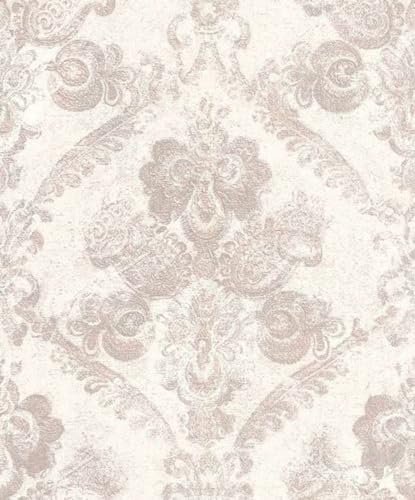 Casa Padrino Barock Textiltapete Weiß/Rosa 10,05 x 0,53 m - Wohnzimmer Deko Accessoires