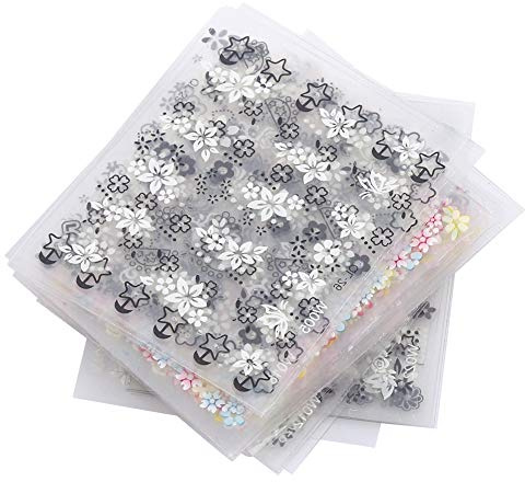 Lot de 50 feuilles d'autocollants 3D pour ongles avec différents motifs et couleurs, autocollants colorés pour nail art, décoration d'ongles, accessoires de décoration