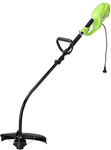 BAKAJI Desbrozadora eléctrica 1000 W 7300 RPM Diámetro Corte 35 cm Cortacésped con Doble Mango Antideslizante cortacésped jardín con Correa y Cable de Nailon de 6 m Incluido