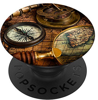 Seefahrer Kompass Weltkarte Bild Schatzkarte PopSockets mit austauschbarem PopGrip