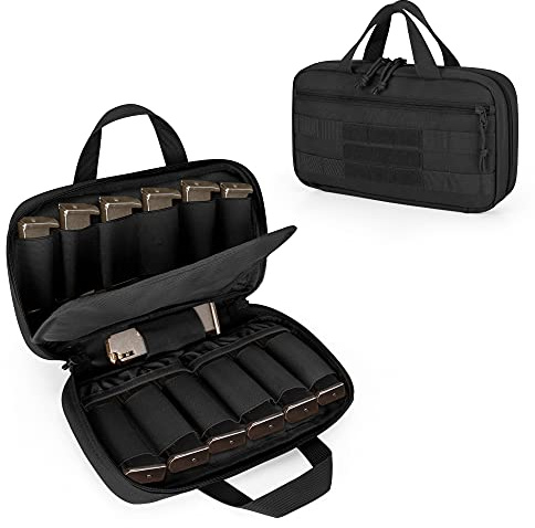 DSLEAF Tactical Pistol Magazine Storage Bag, MOLLE Mag Pouch Hold Up to 13x Standard Single/Double Stack Magazines for Medium and Large Handguns (Patent Design)