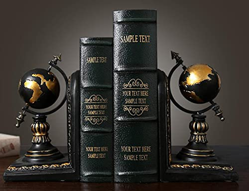 ZESLIV 1 Paar Retro Buchstütze Buchaufsteller Globus Bücherstütze Buchstopper Buch Halterung Buchhalter Bücherhalter Buchständer