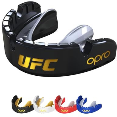 OPRO Gold Level UFC-Zahnschutz für Zahnspangen, Erwachsene Sport Mundschutz, mit revolutionärer Anpassungstechnologie für UFC, Boxen, MMA, Kampfsport, BJJ und alle Kontaktsportarten (Schwarz)