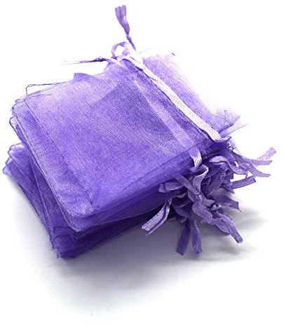 OLILLY - 100 sacchetti in organza, 7 x 9 cm, colore viola chiaro, ideali per matrimoni, battesimi, regali, lavanda, gioielli (viola chiaro)